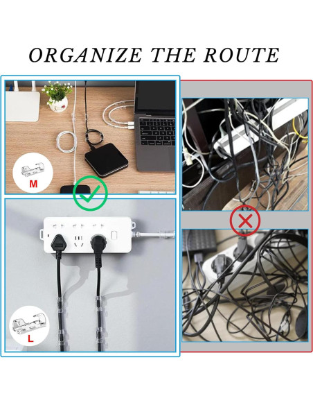 Clips de Cable Autoadhesivos 40pcs ABCDMM para Cables 3-8mm Clips de Cable Autoadhesivos 40pcs ABCDMM para Cables 3-8mm