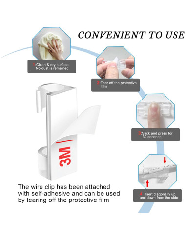 Clips de Cable Autoadhesivos 40pcs ABCDMM para Cables 3-8mm