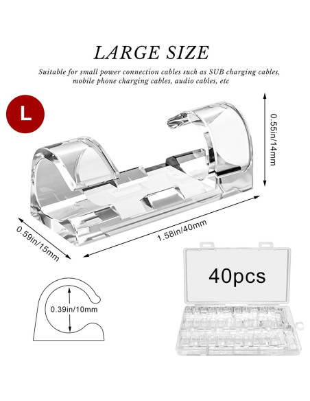 Clips de Cable Autoadhesivos 40pcs ABCDMM para Cables 3-8mm Clips de Cable Autoadhesivos 40pcs ABCDMM para Cables 3-8mm