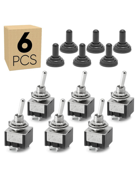 Paquete de 6 Interruptores de Palanca Miniatura MTS-201 6A
