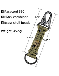 Llave de Paracord HorixGear Verde con Cuentas de Calavera 2