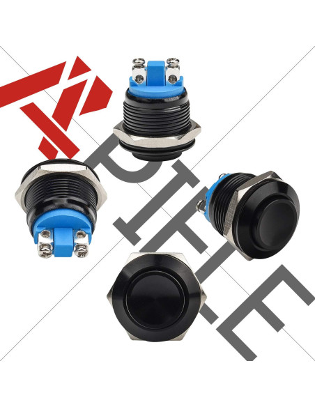 Interruptor Momentáneo APIELE 19mm 5A IP65 Aluminio Negro