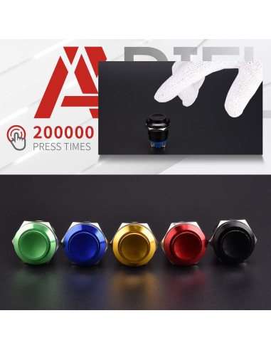 Interruptor Momentáneo APIELE 19mm 5A IP65 Aluminio Negro