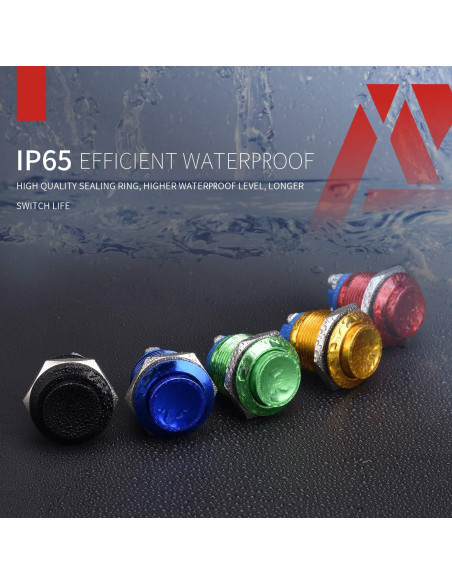 Interruptor Momentáneo APIELE 19mm 5A IP65 Aluminio Negro