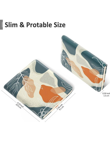 Billetera RFID Compacta Nipichsha para Mujeres - Hoja Boho Abstracta