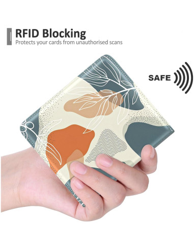 Billetera RFID Compacta Nipichsha para Mujeres - Hoja Boho Abstracta