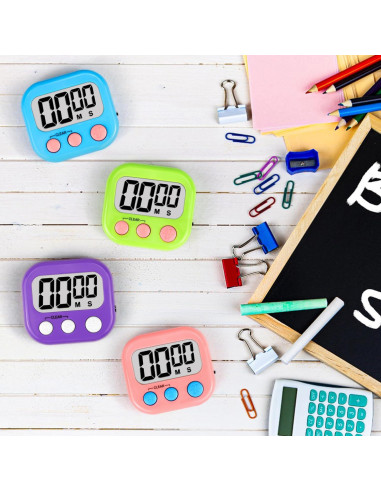 Temporizador Digital AOUVES 4 Pack Rosa Azul Verde Púrpura