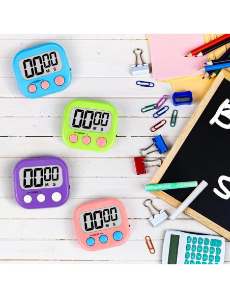 Temporizador Digital AOUVES 4 Pack Rosa Azul Verde Púrpura
