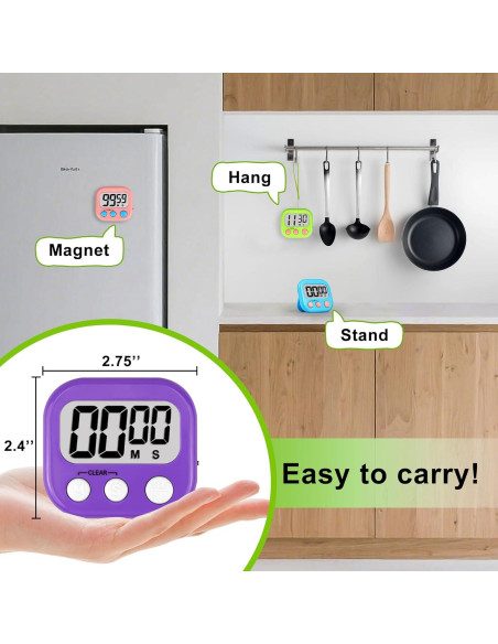 Temporizador Digital AOUVES 4 Pack Rosa Azul Verde Púrpura