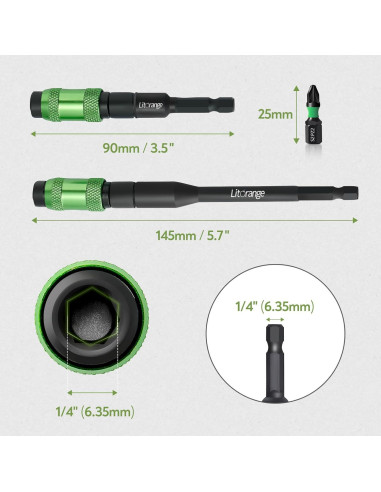 Set 4 Piezas Destornillador de Impacto LitOrange 90mm y 145mm