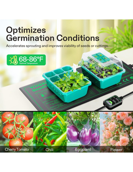 Alfombrilla Térmica para Plántulas VIVOSUN 10x52 cm con Termostato