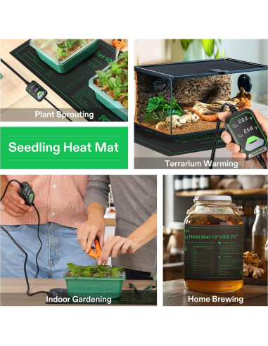 Alfombrilla Térmica para Plántulas VIVOSUN 10x52 cm con Termostato