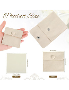 Cunno 120 Bolsas de Microfibra para Joyería Beige 8x8cm 2