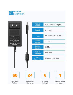 ALITOVE Adaptador AC/DC 12V 3A 36W 2-Pack para Dispositivos 2