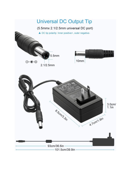 ALITOVE Adaptador AC/DC 12V 3A 36W 2-Pack para Dispositivos