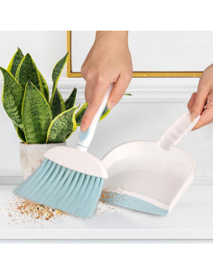 Juego de Escoba y Recogedor ZEDACY Mini Blanco/Rosa 2