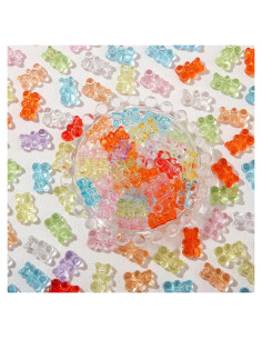 200 Perlas Acrílicas Transparentes Ositos BERMRO 1.2cm DIY