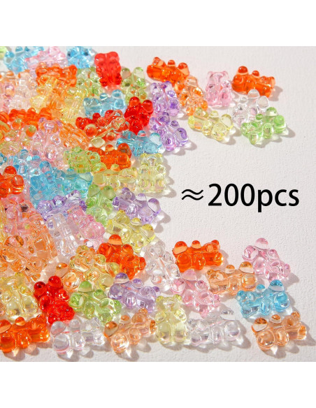 200 Perlas Acrílicas Transparentes Ositos BERMRO 1.2cm DIY