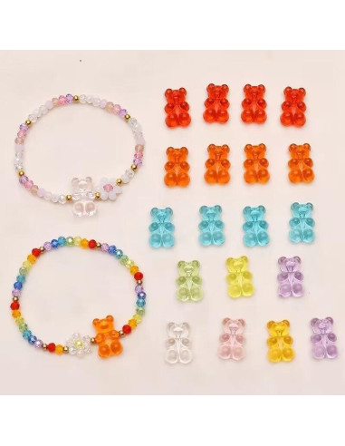 200 Perlas Acrílicas Transparentes Ositos BERMRO 1.2cm DIY