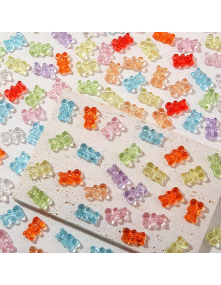 200 Perlas Acrílicas Transparentes Ositos BERMRO 1.2cm DIY