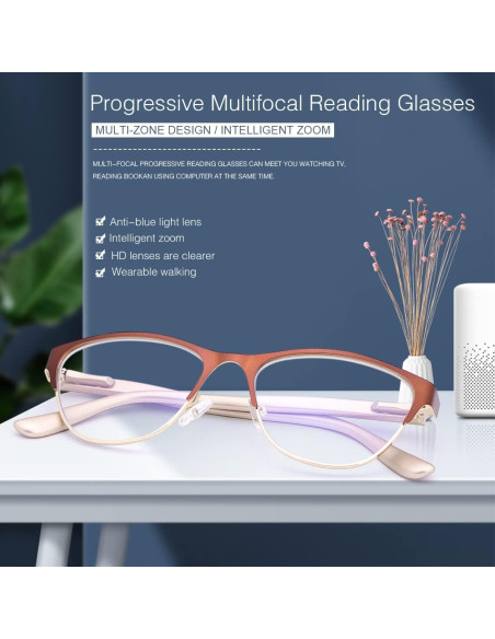 Gafas multifocales progresivas Vepiant con filtro luz azul 1.0x