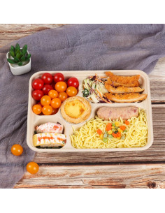 Platos desechables de fibra de caña 40 oz 5 compartimentos 25 unidades 2