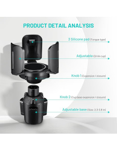 Soporte para Tazas de Auto Este Hill Ajustable 6.5-14 cm 2