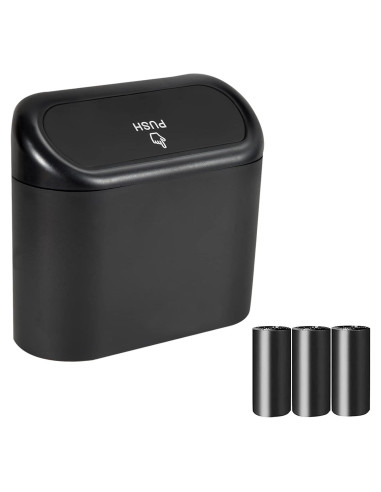 2 Mini Basureros de Auto EnthuLove con 150 Bolsas de Basura