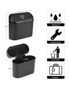 2 Mini Basureros de Auto EnthuLove con 150 Bolsas de Basura 2