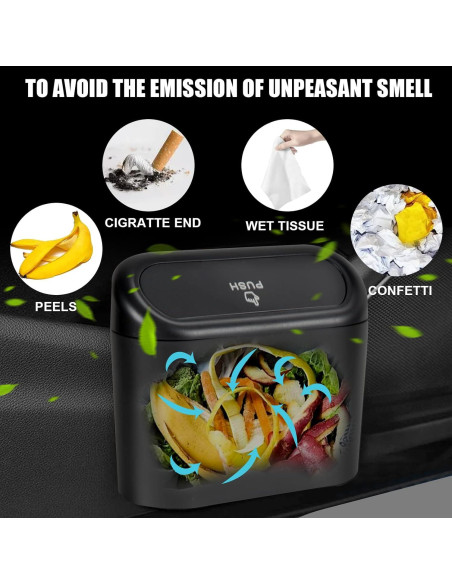 2 Mini Basureros de Auto EnthuLove con 150 Bolsas de Basura