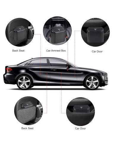 2 Mini Basureros de Auto EnthuLove con 150 Bolsas de Basura