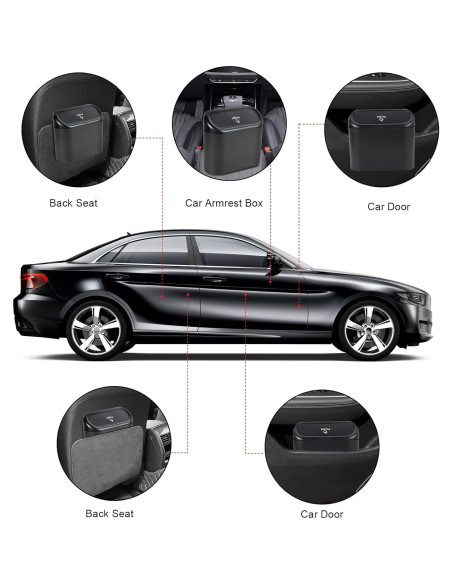 2 Mini Basureros de Auto EnthuLove con 150 Bolsas de Basura