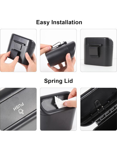 2 Mini Basureros de Auto EnthuLove con 150 Bolsas de Basura