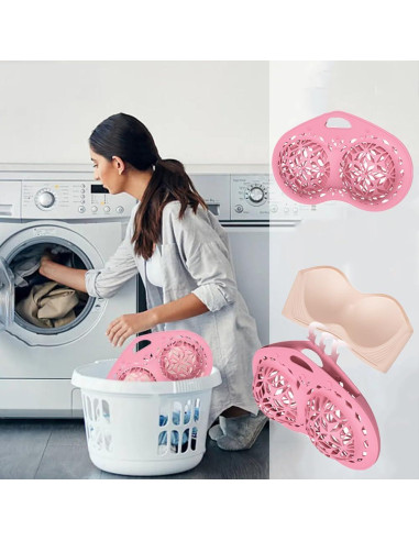 Bolsa de Lavado de Sujetadores de Silicona Cjeuxnr Rosa Grande