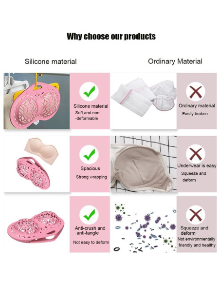 Bolsa de Lavado de Sujetadores de Silicona Cjeuxnr Rosa Grande