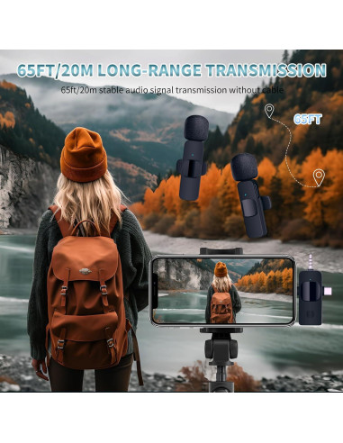 Micrófono Lavalier Inalámbrico AMOOX K9 para iPhone y Cámara