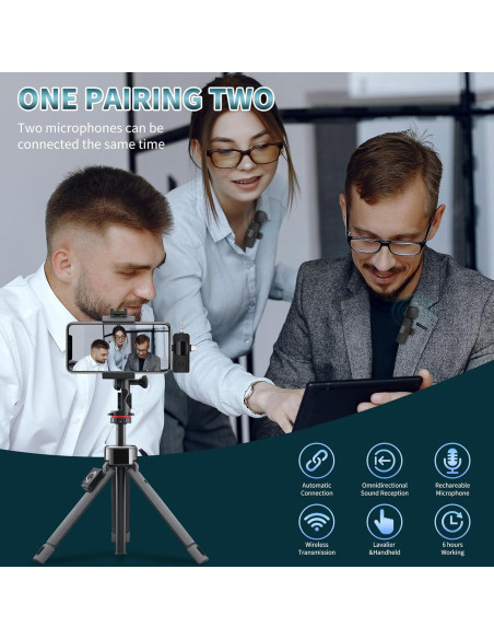 Micrófono Lavalier Inalámbrico AMOOX K9 para iPhone y Cámara