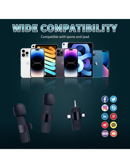Micrófono Lavalier Inalámbrico AMOOX K9 para iPhone y Cámara