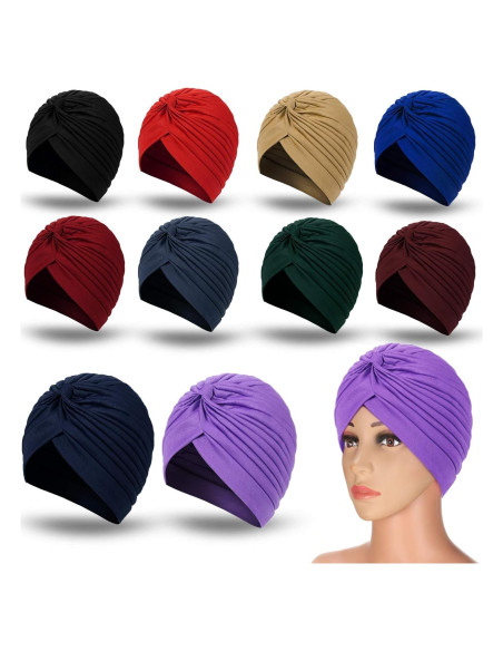 10 Turbantes Elásticos de Poliester Syhood para Mujeres