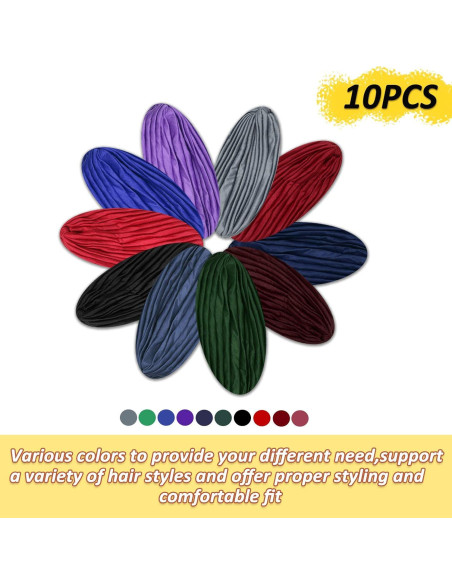 10 Turbantes Elásticos de Poliester Syhood para Mujeres