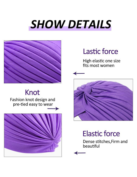 10 Turbantes Elásticos de Poliester Syhood para Mujeres