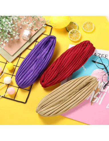 10 Turbantes Elásticos de Poliester Syhood para Mujeres