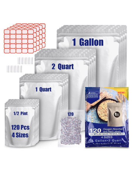 120 Bolsas Mylar Leboduo para Almacenamiento de Alimentos