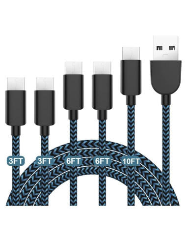 5 Cables USB-C a USB-A AIOXQNL 3A Carga Rápida 0.91-3.05m