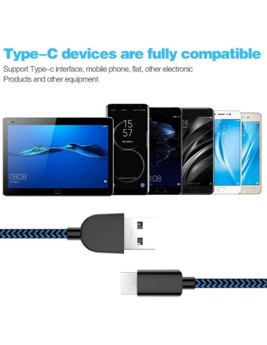 5 Cables USB-C a USB-A AIOXQNL 3A Carga Rápida 0.91-3.05m