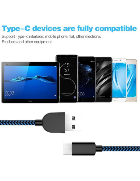 5 Cables USB-C a USB-A AIOXQNL 3A Carga Rápida 0.91-3.05m