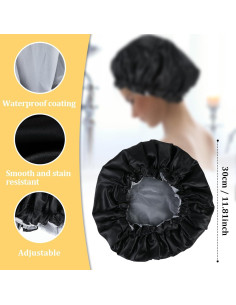 Gorro de Ducha Impermeable Reutilizable Ymapinc Negro 30 cm 2