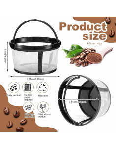 Filtros de café reutilizables Maxdot 4 unidades nylon 7.11 cm 2
