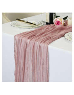Camino de Mesa de Gasa de Queso LuxeLouise 2 Paquetes 304.8x88.9cm Rosa