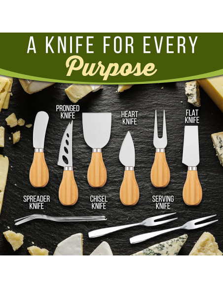 Tabla de Charcutería NutriChef 44.5x32.8 cm con 6 Cuchillos